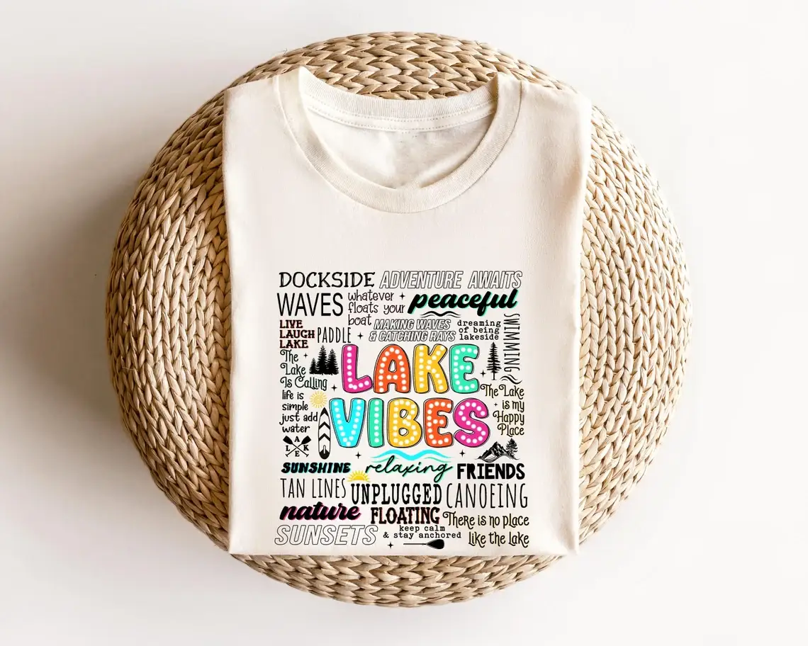 Lake Vibes Word Art T-Shirt